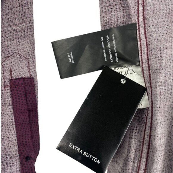 Karl Lagerfeld Paris Purpl Wine Patterned Long Sleeve Button Up Dress Shirt US M - Picture 8 of 10